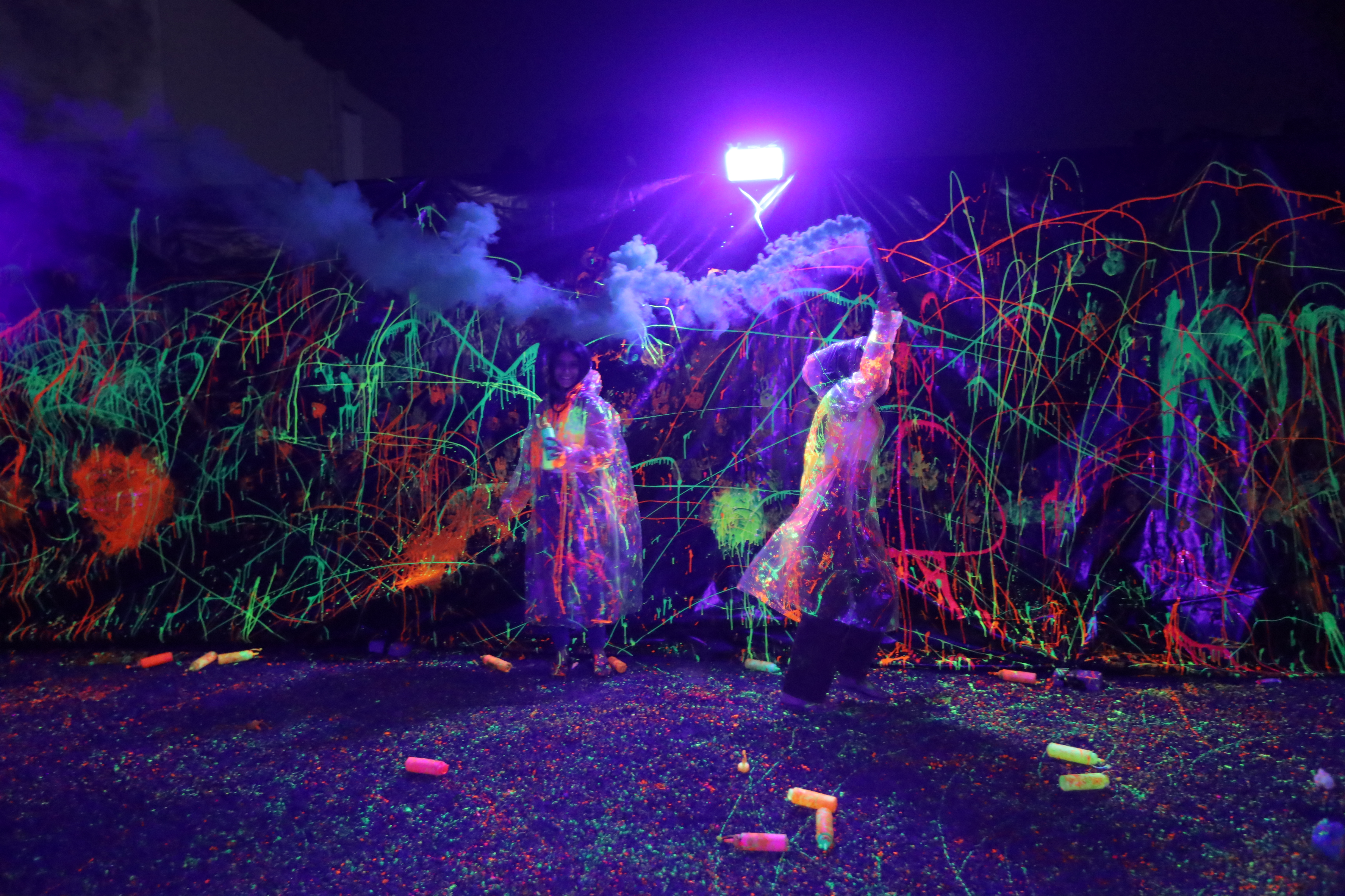 Neon paint party wide shot